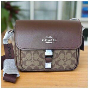 Coach Pace Messenger Bag CR131 Brown Leather Signature Canvas Crossbody ORGPKG